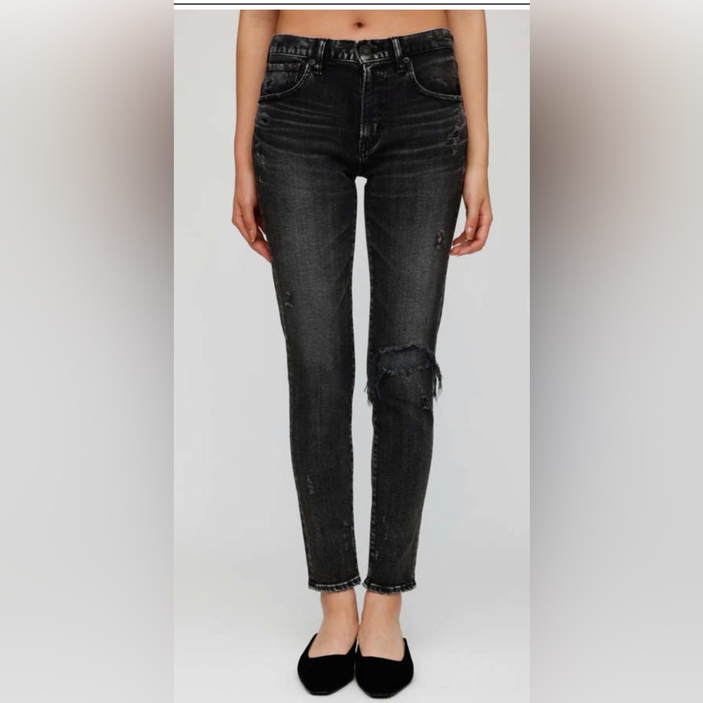 MOUSSY Vintage LENWOOD SKINNY Ankle BLACK Distressed Jeans $340.00 Retail